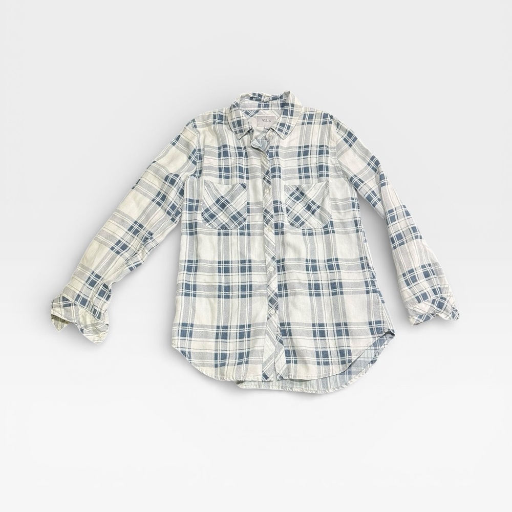 Rails Carter plaid shirt in white and blue med